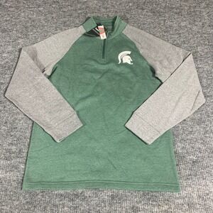 Michigan State Spartans Sweatshirt Mens Medium Green Quarter Zip Sweater Golf